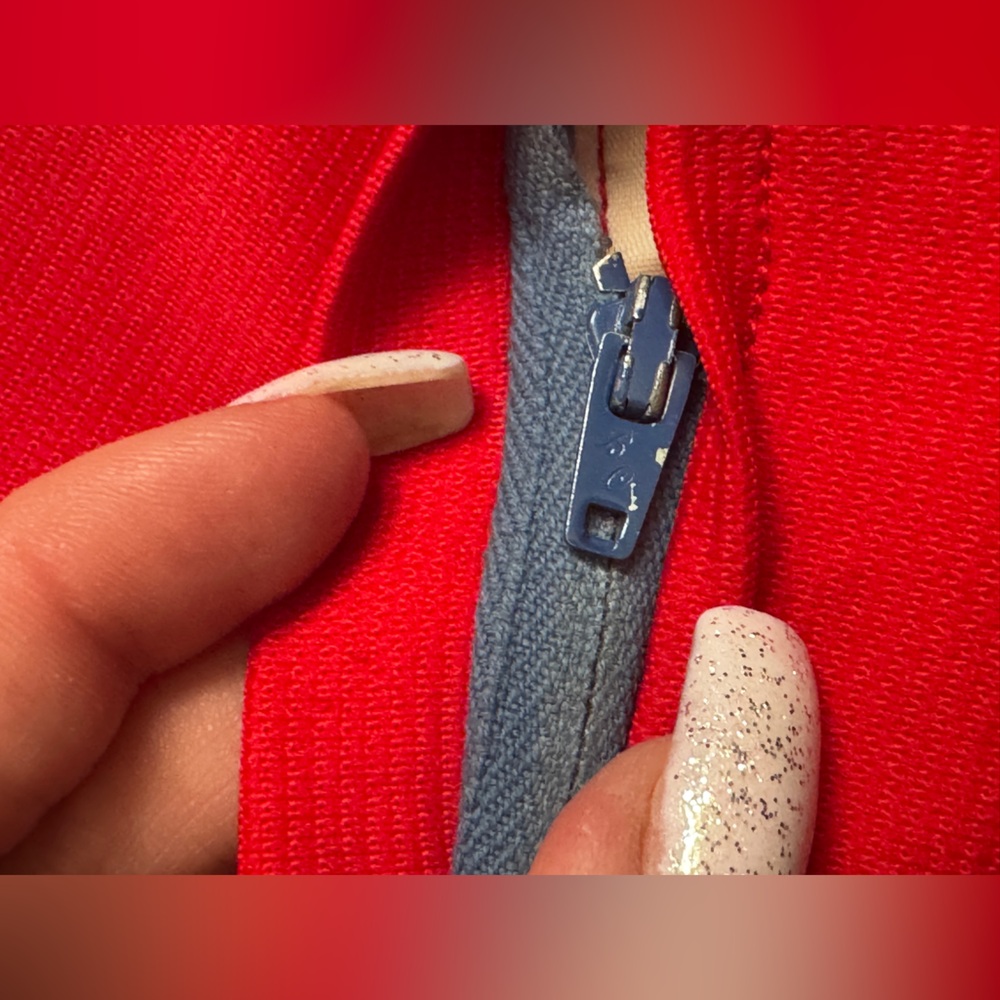 70s Vintage Red and Blue Gown Sz Sm - Picture 2 of 4